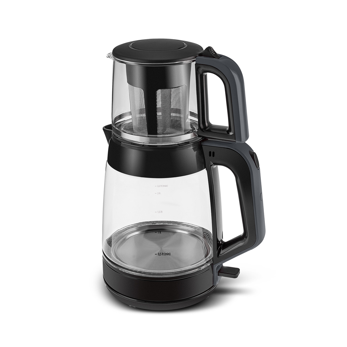 Karaca Glass Tea XL 2in1 Glass Tea Maker And Kettle Anthracite