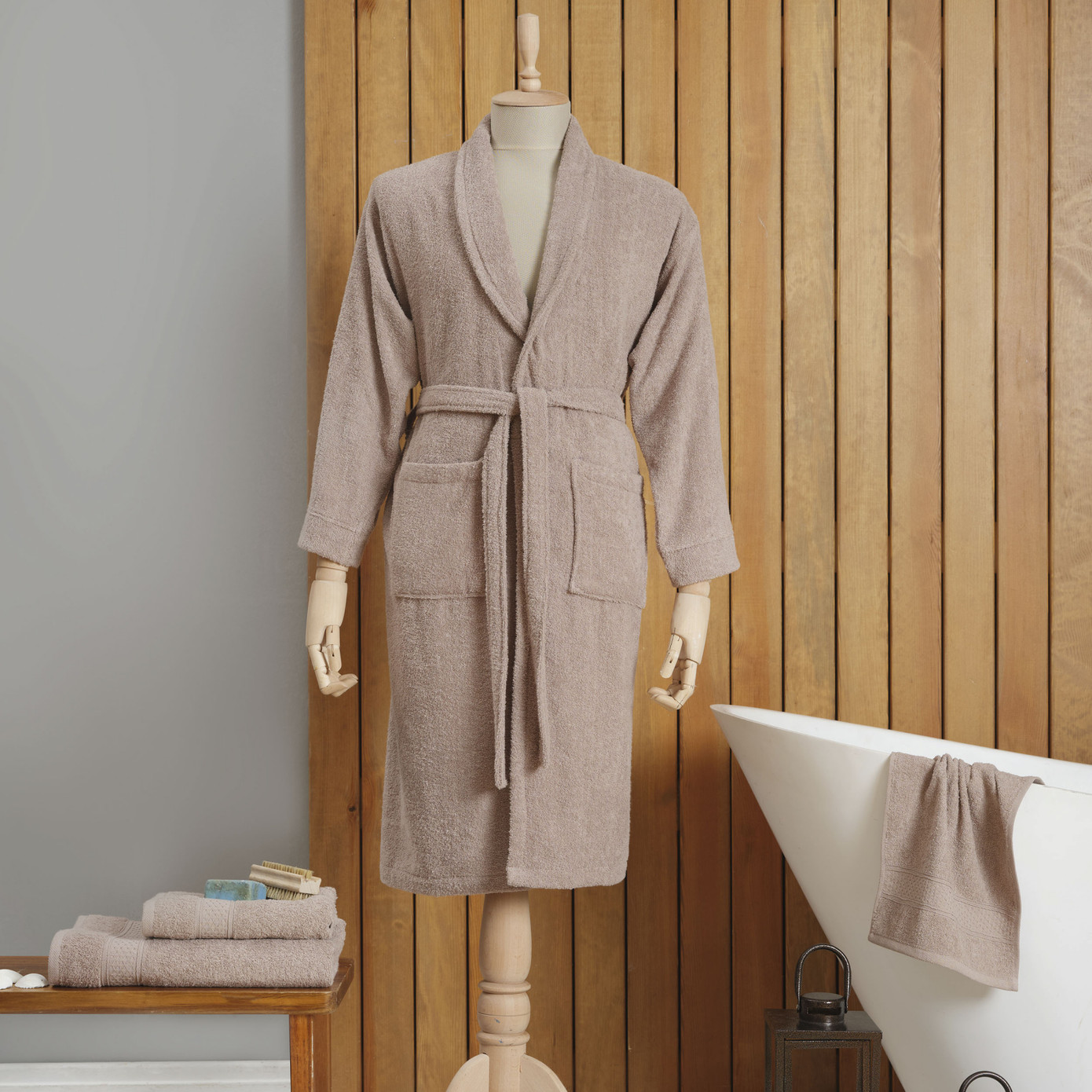 Karaca Home Dielle Beige Recycle Women's Bathrobe S/M