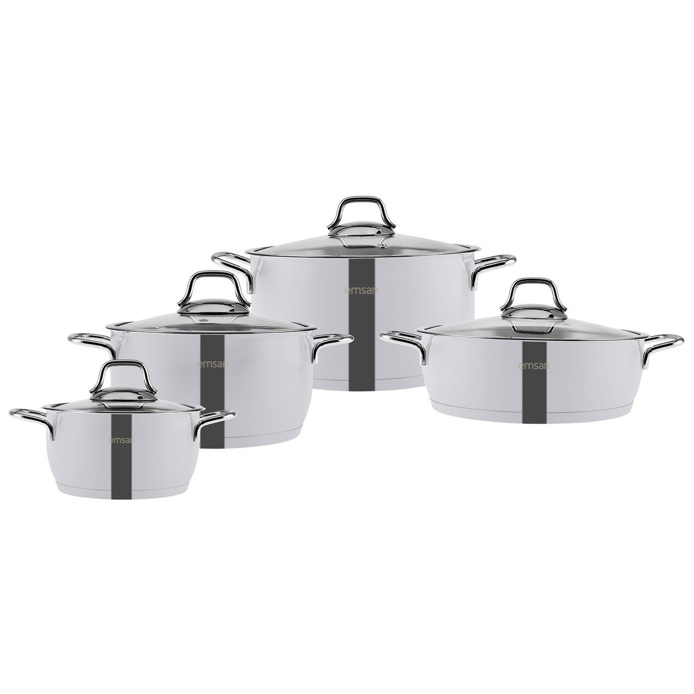 Emsan Valeria 8 Pieces Steel Cookware Set