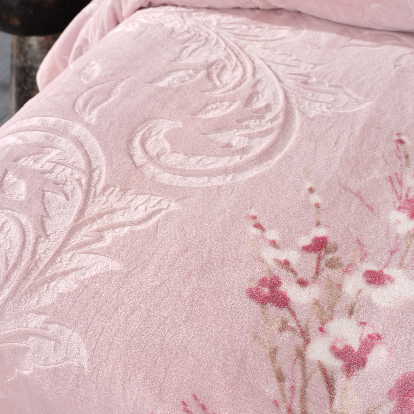 Karaca Home Sakura Dried Rose Double Embosy Blanket