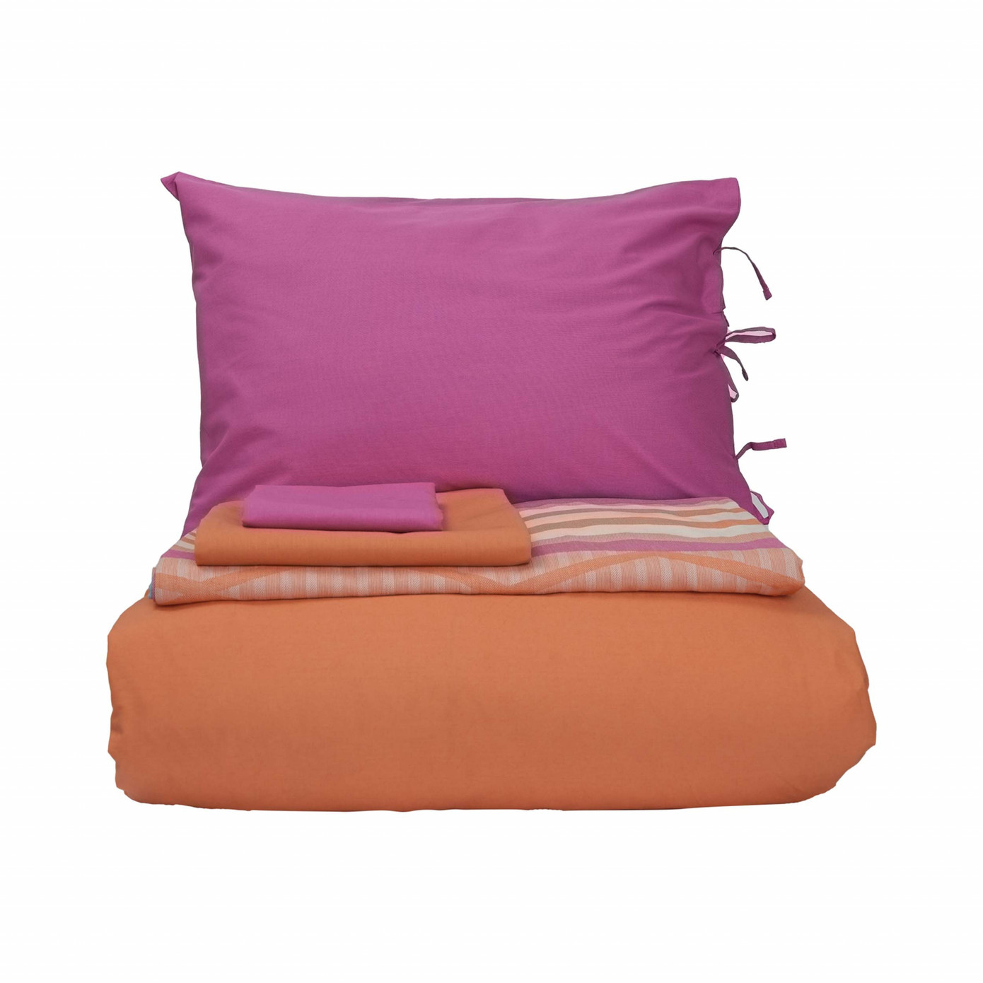 Karaca Home Basic Fuchsia-Orange Double Sided Double Duvet Cover Pique Set