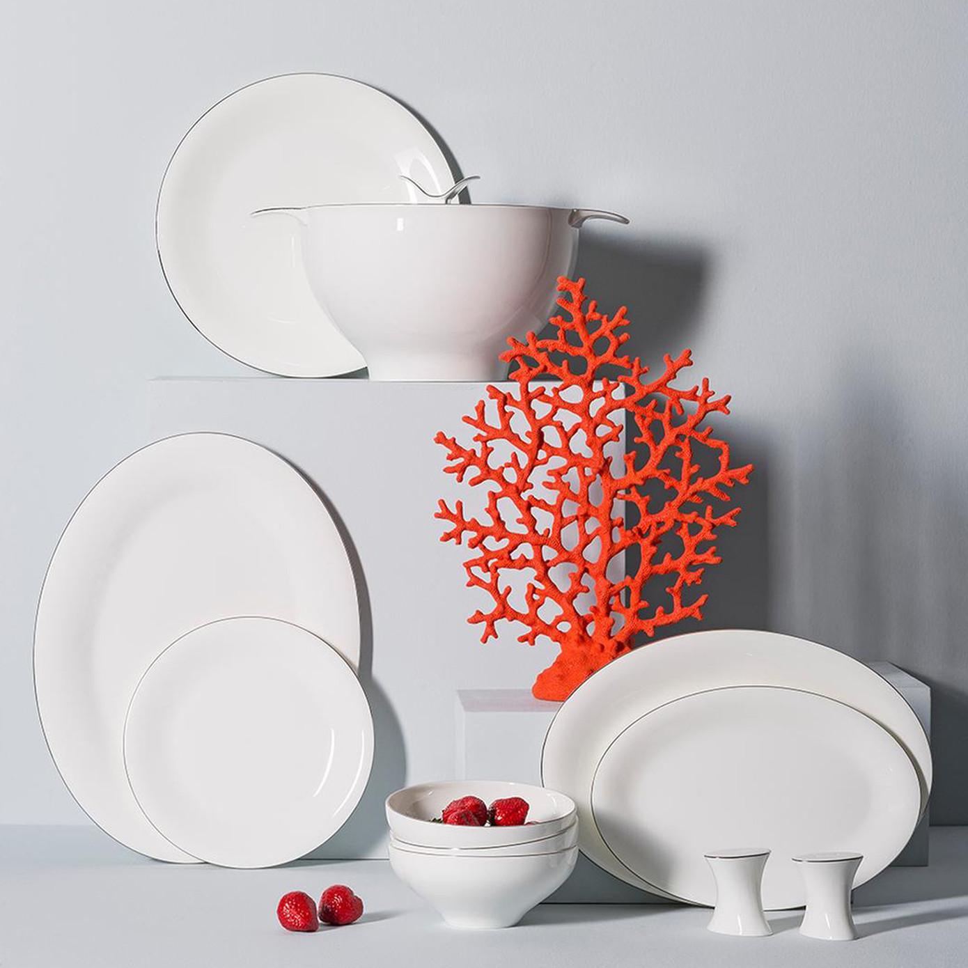 Jumbo Silva Bone 61 Pieces Dinnerware Set For 12 People