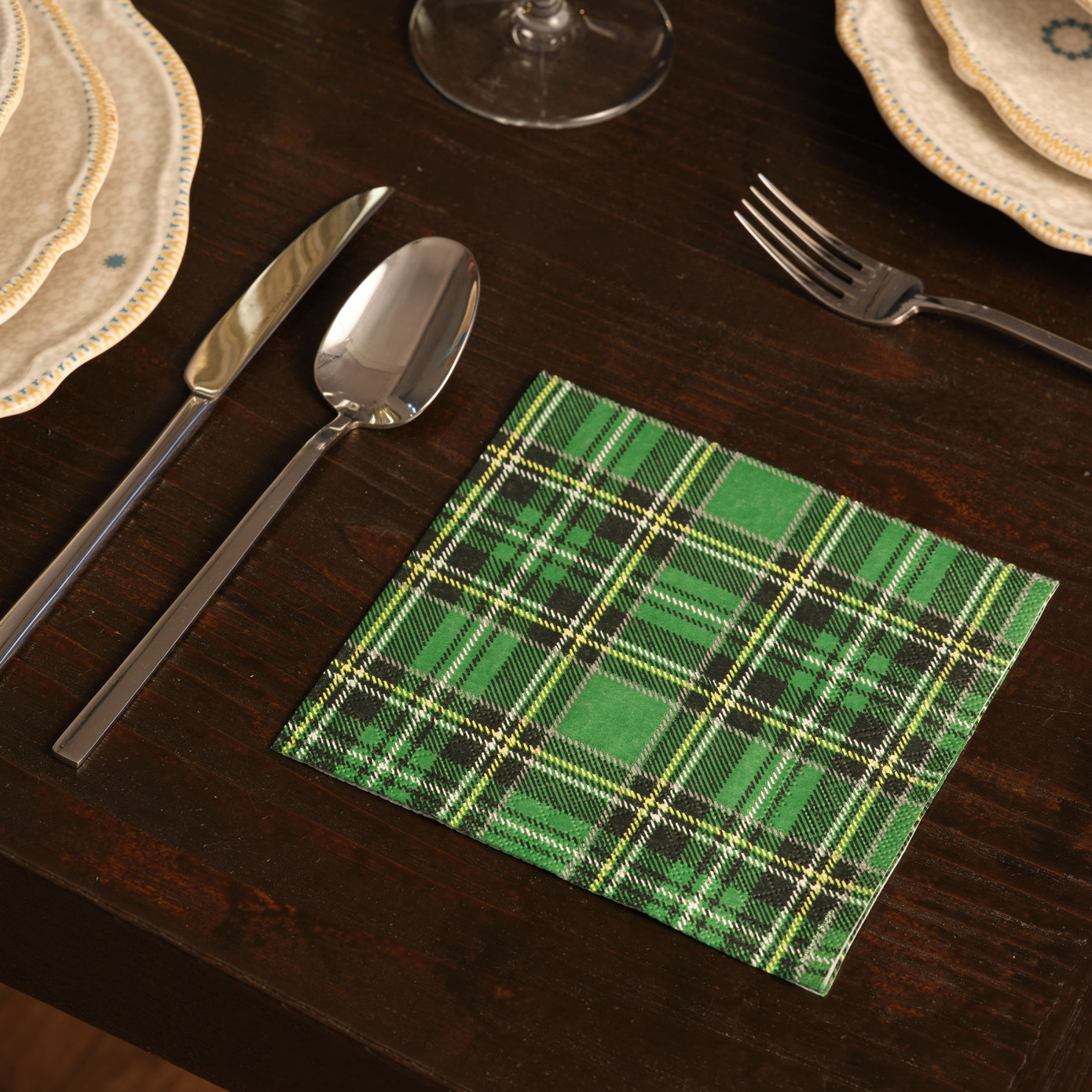 Karaca Home New Year Scottish Green Paper Napkin