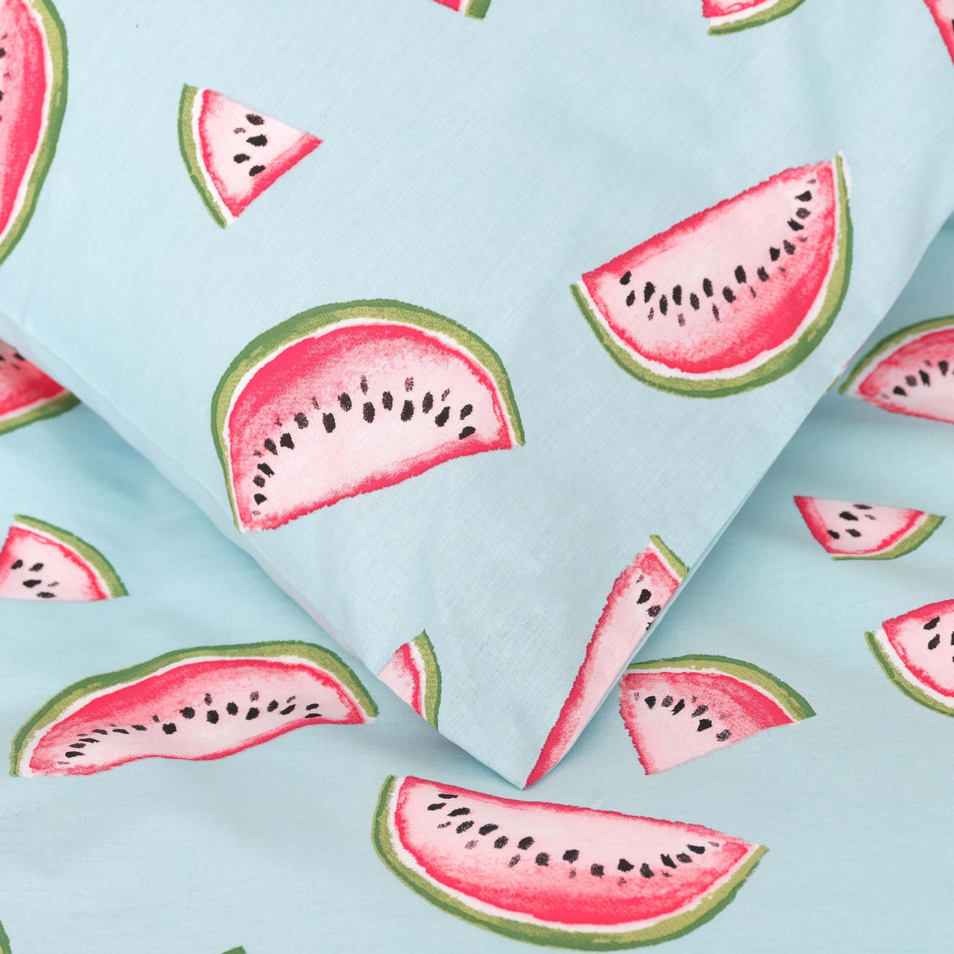 Sarah Anderson Watermelon Blue 100% Cotton Single Duvet Cover & Pillow Set