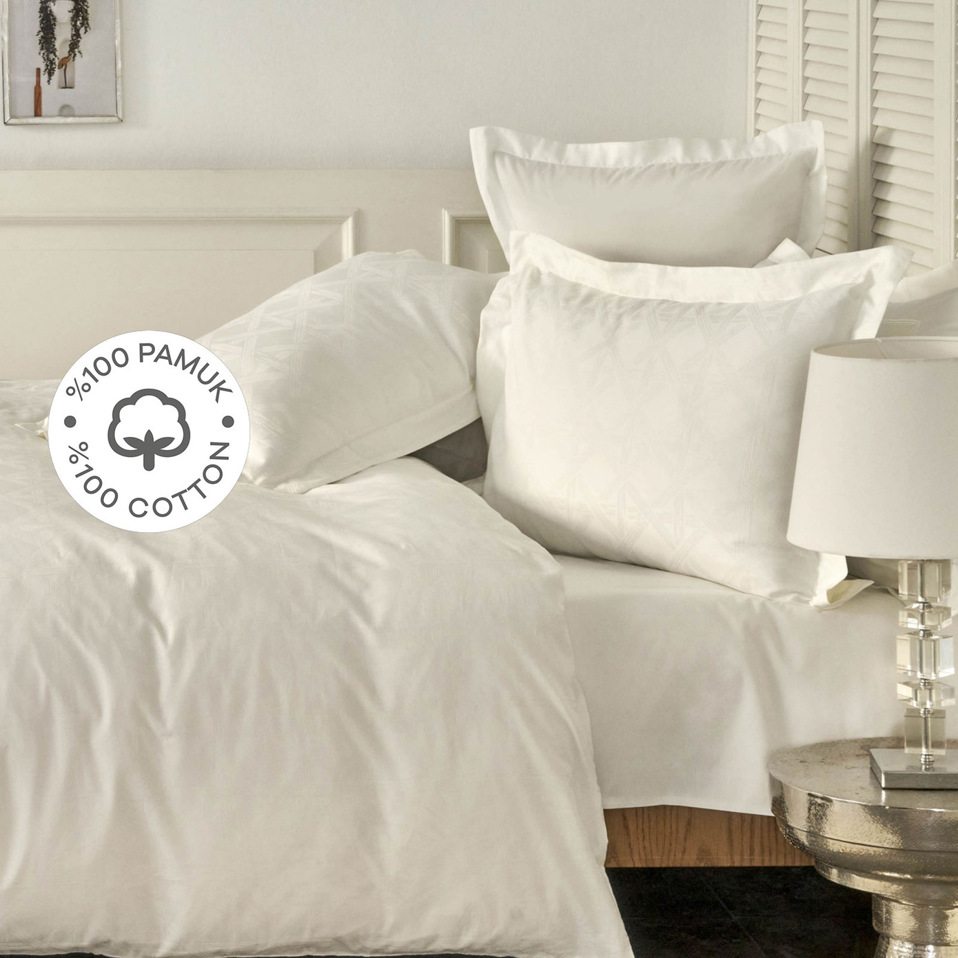 Karaca Home White Colletion Santino 100% Cotton Double Duvet Cover Set