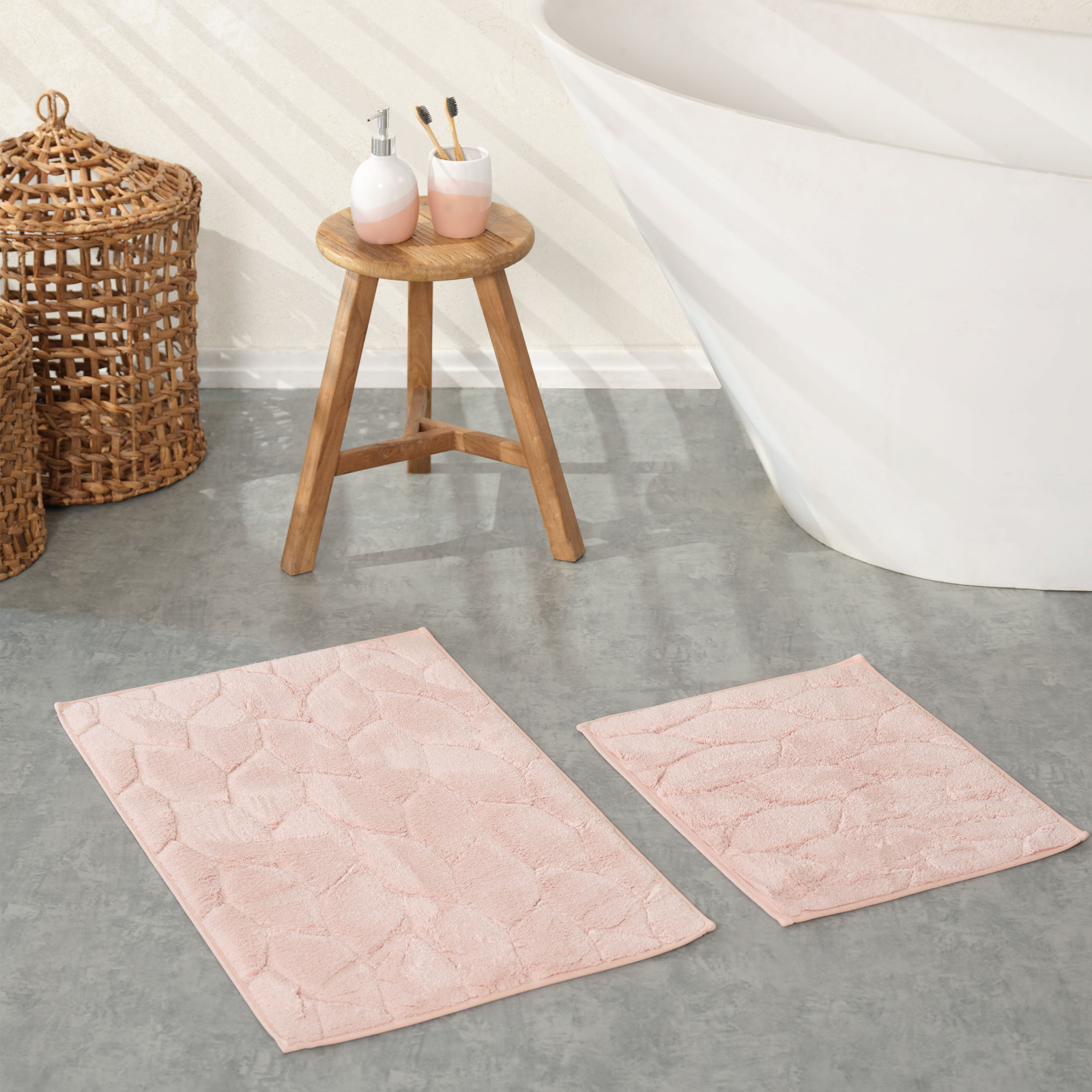 Karaca Home Elegant Blush Doormat Set 50x80 Cm 50x40 Cm