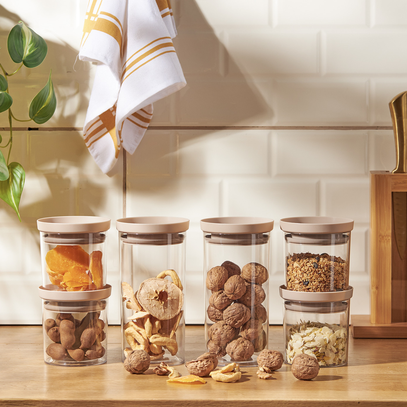 Emsan Arya Set Of 6 Storage Containers Beige