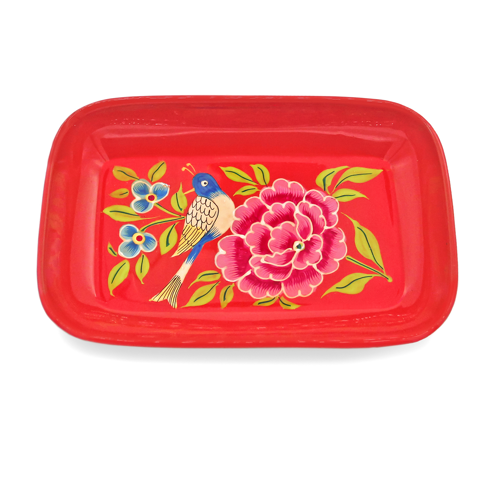 3rd Culture Orange Small Tray With Bird