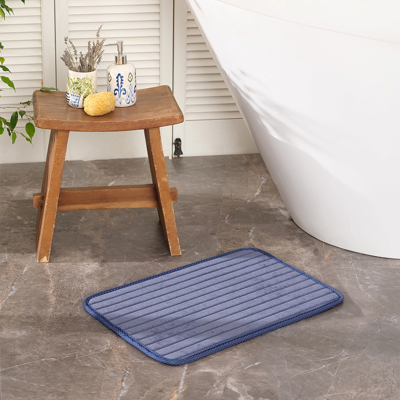 Sarah Anderson Evy Indigo Bath Mat 40x60 Cm