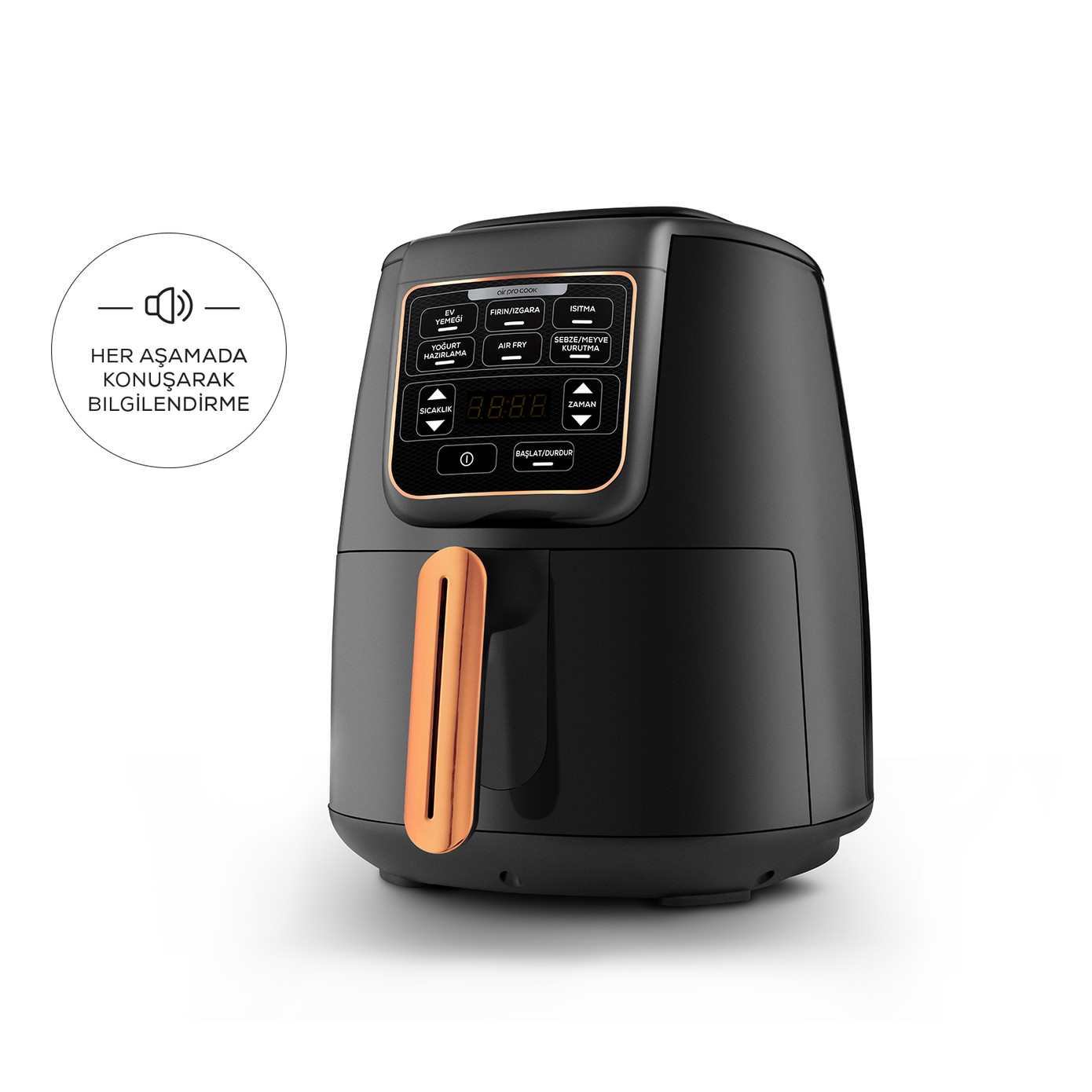 Karaca Air Pro Cook XL 2 In 1 Talking Airfryer Black Copper