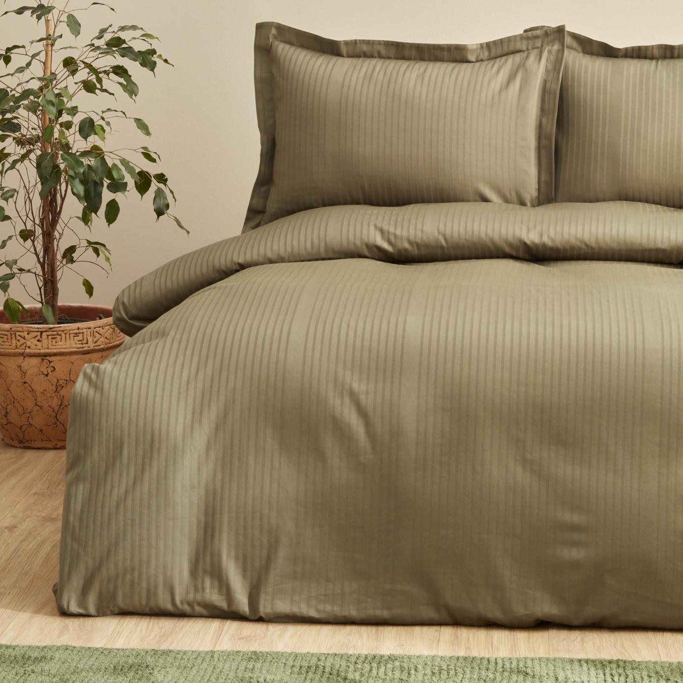 Karaca Home Uniq 100% Cotton Double Satin Duvet Cover Set Khaki