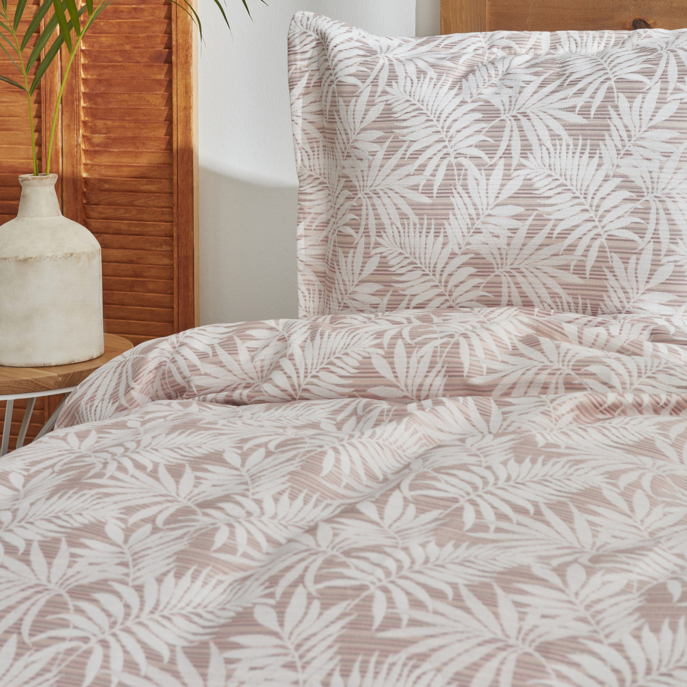 Karaca Home Plant Double Bedspread Powder