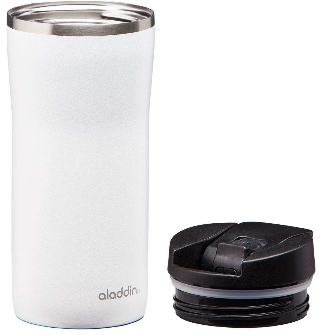 Aladdin Mocca Thermavac Leak-Lock White Steel Hand Thermos Cup 0,35 Lt