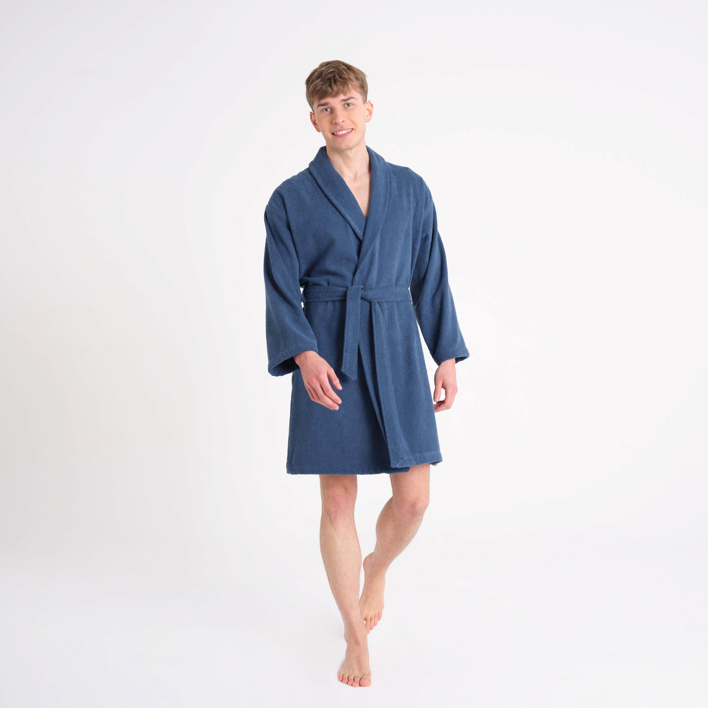 Karaca Home Barcelona Indigo Slim 100% Cotton Bathrobe S/M