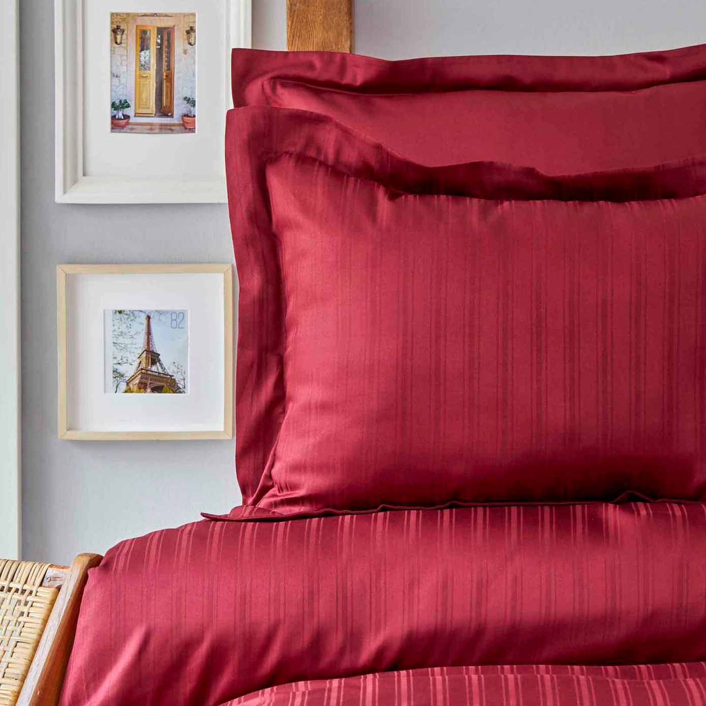 Karaca Home Charm Bold Claret Red 100% Cotton Satin Single Duvet Cover Set