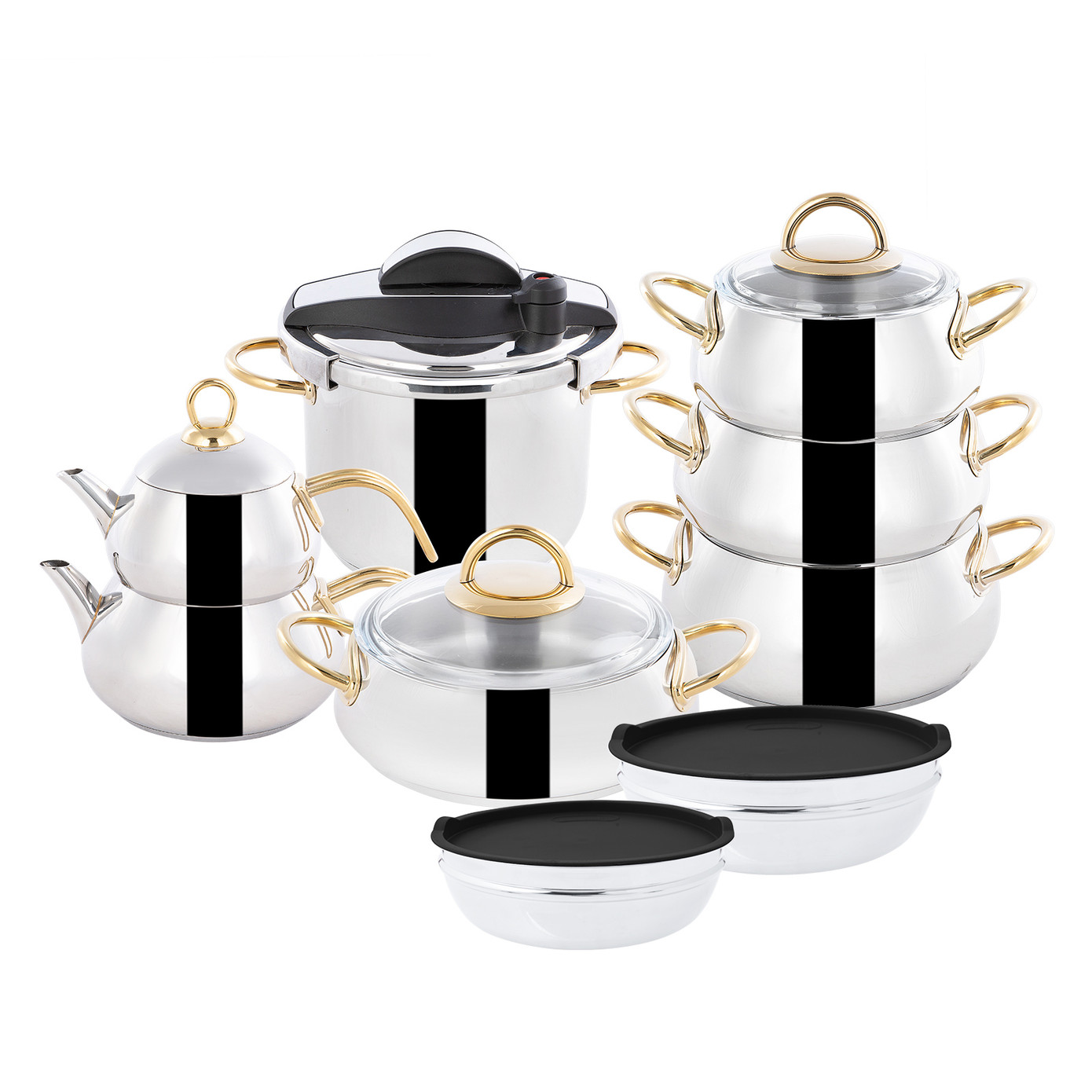 Emsan Everest Gold New 17 Pieces Steel Dowry Set