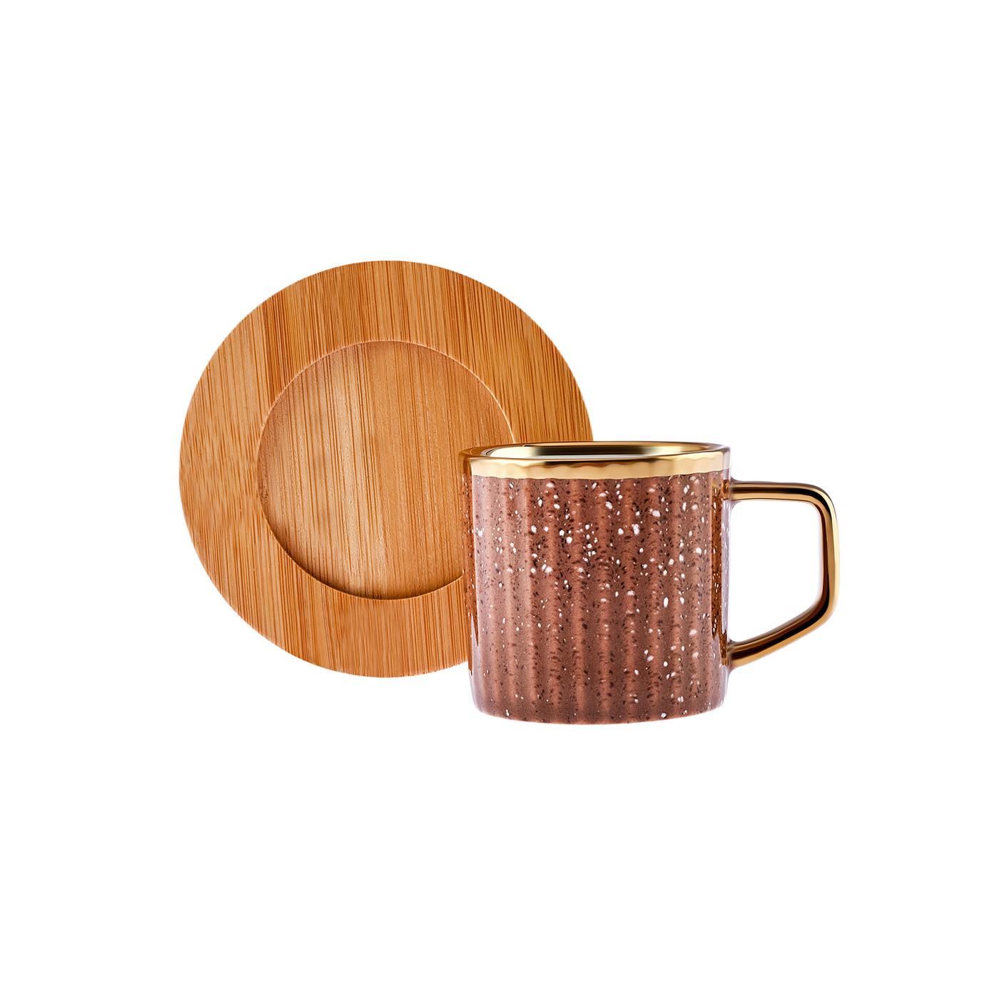 Karaca Bamboo Set Of 6 Colorful Coffee Cups With Tray 90 Ml