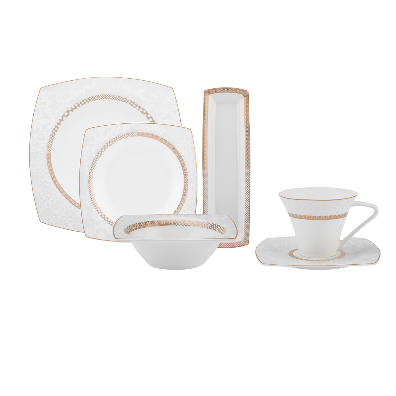 Karaca Fine Pearl Lorenzo 26 Pieces 6 Person Square Breakfast Set