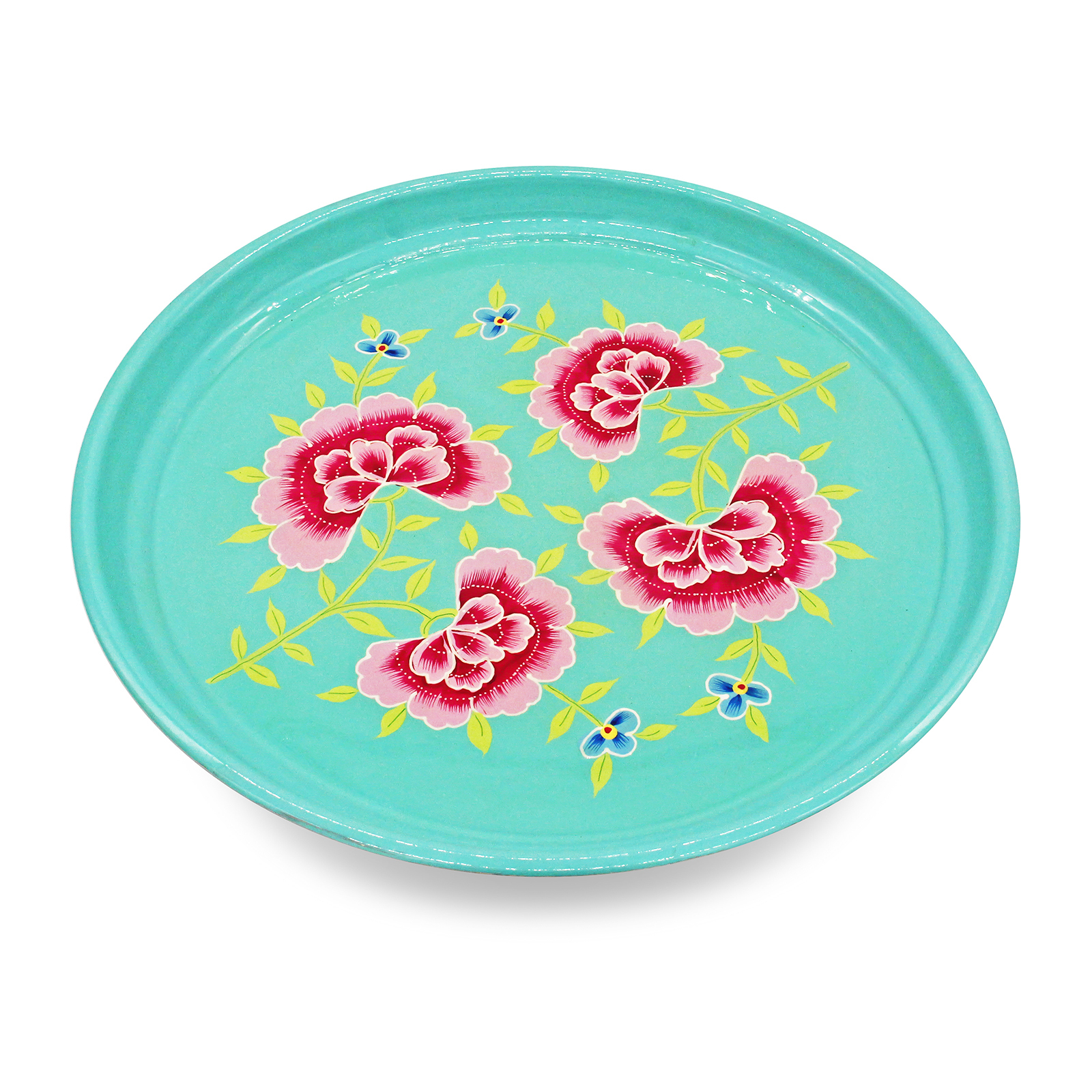 3rd Culture Floral Aqua Green Round Tray