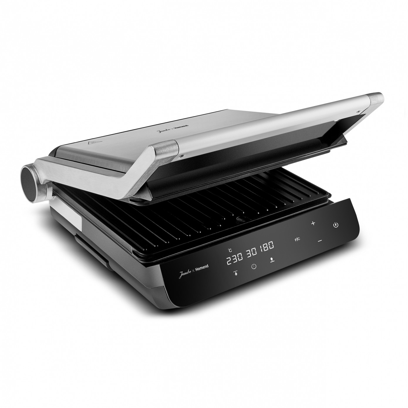 Jumbo X Homend Grilliant 1345H 3 In 1 Inox Body Double Sided Toaster And Grill Machine With XL Removable Casting Plate With Separate Control Of Bottom