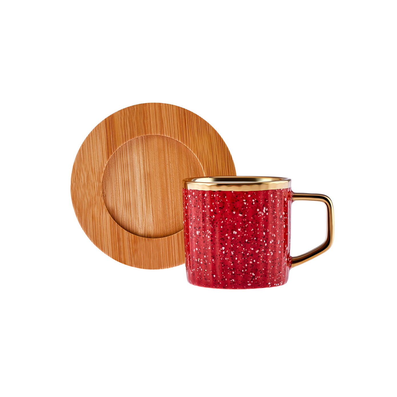 Karaca Bamboo Set Of 6 Colorful Coffee Cups With Tray 90 Ml