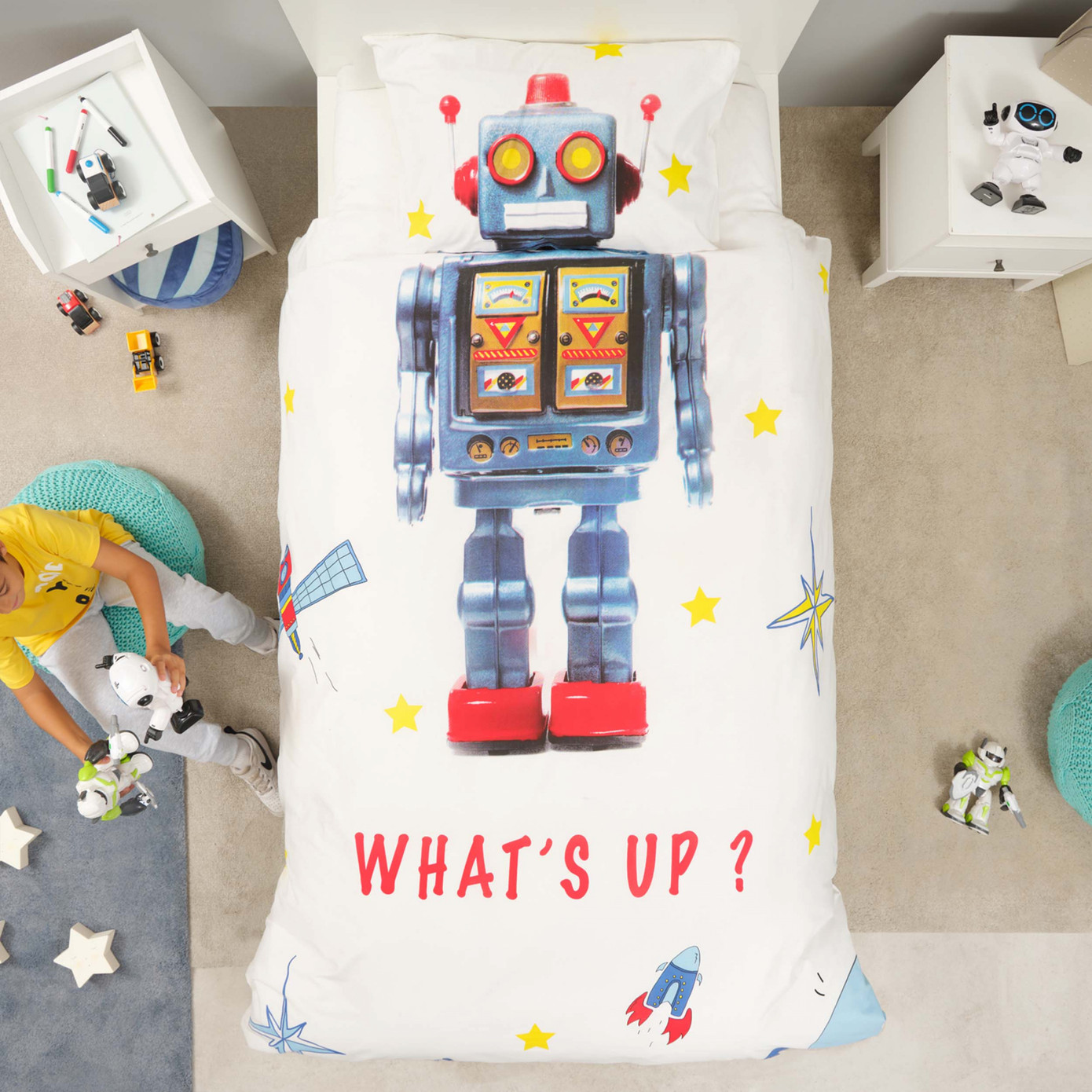 Karaca Home Young Robot 100% Cotton Single Duvet Cover Set