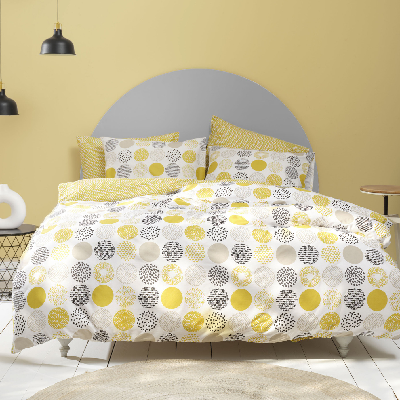 Sarah Anderson Yuna Yellow 100% Cotton Double Duvet Cover & Pillow Set