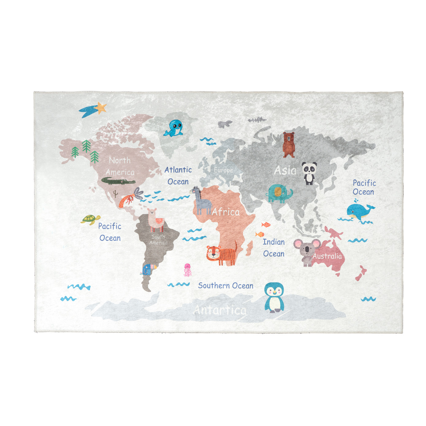 Cashmere Carpet Decorative Art Child/Teen Animal Map 80x150 Cm