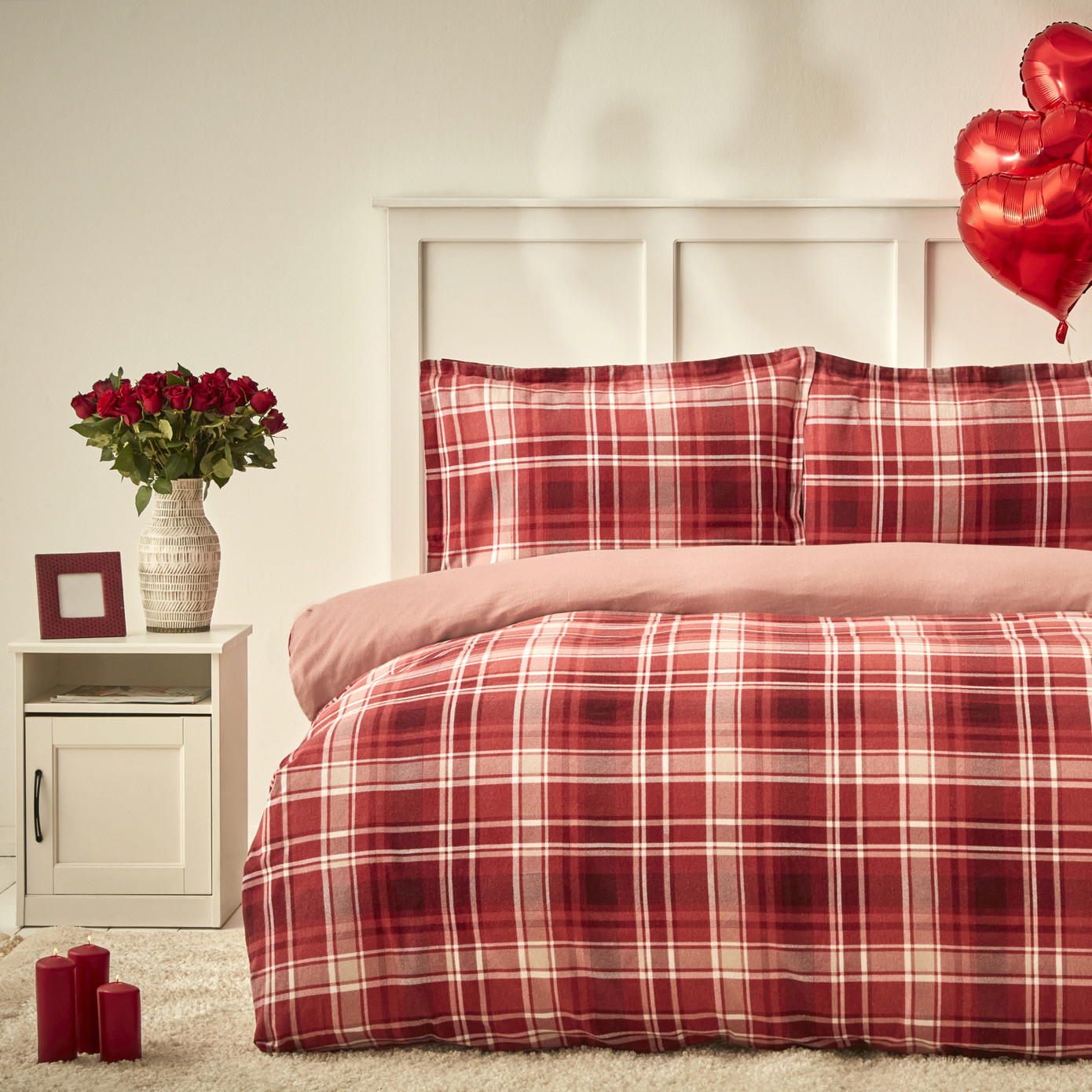 Karaca Home Lanza Red 100% Cotton Flannel Double Duvet Cover Set