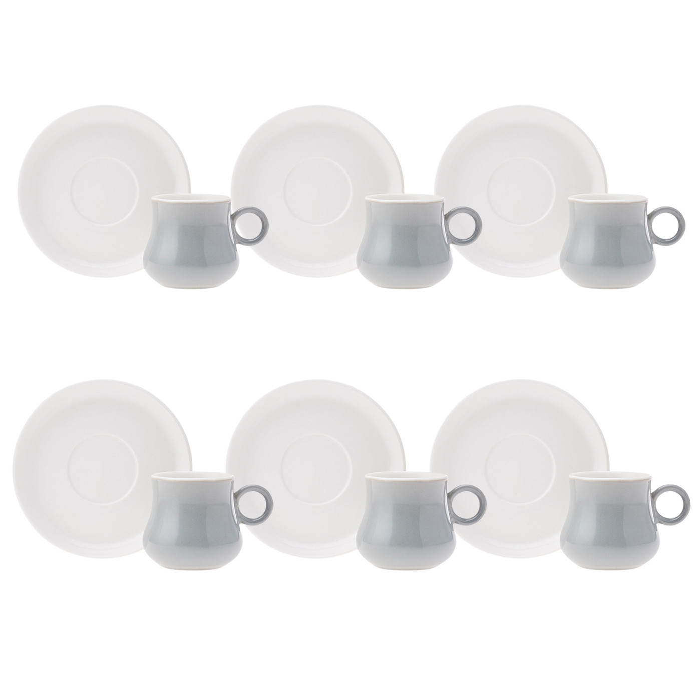 Karaca Foça Set Of 6 Coffee Cups 90 Ml Gray