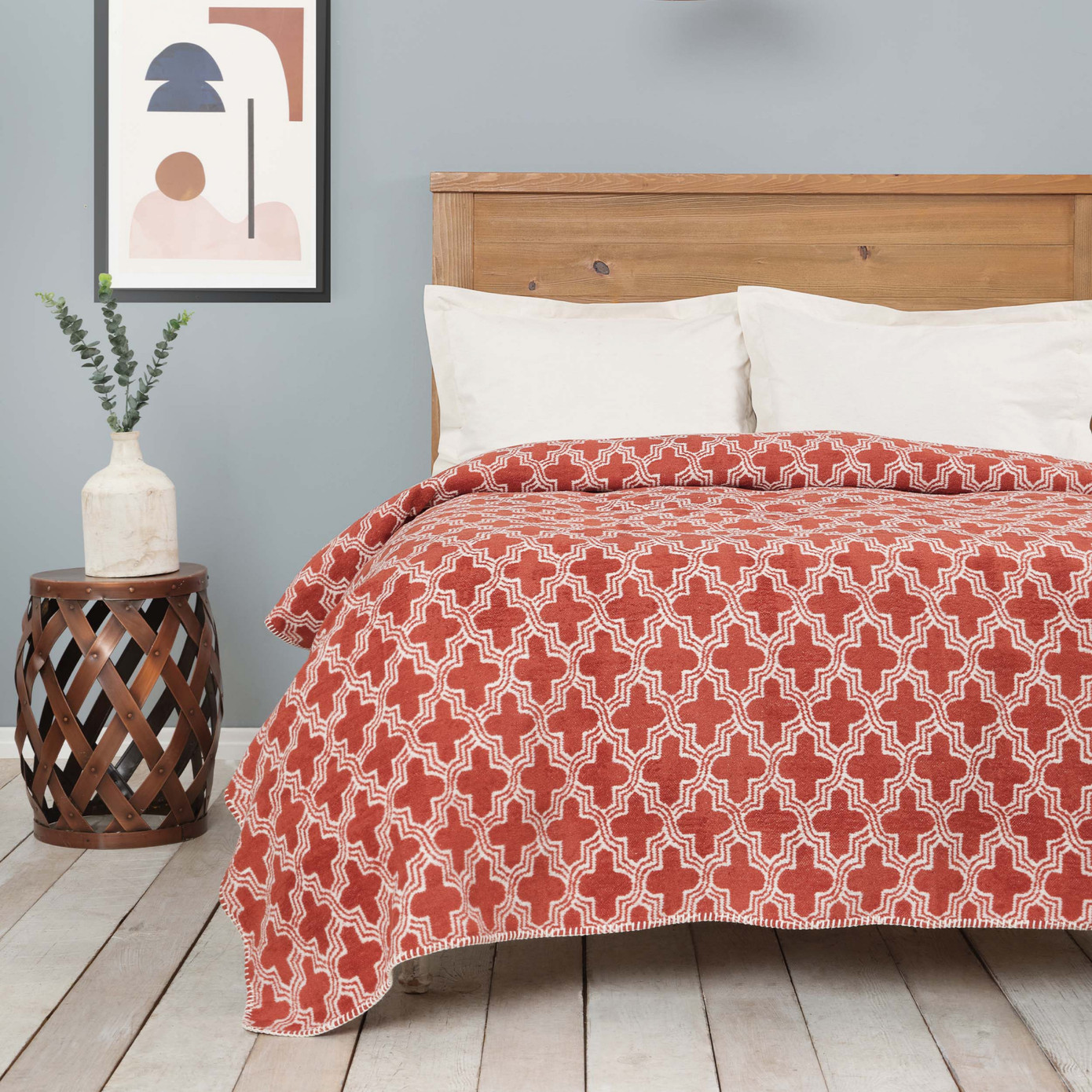 Karaca Home Benita Terracotta Double Cotton Blanket