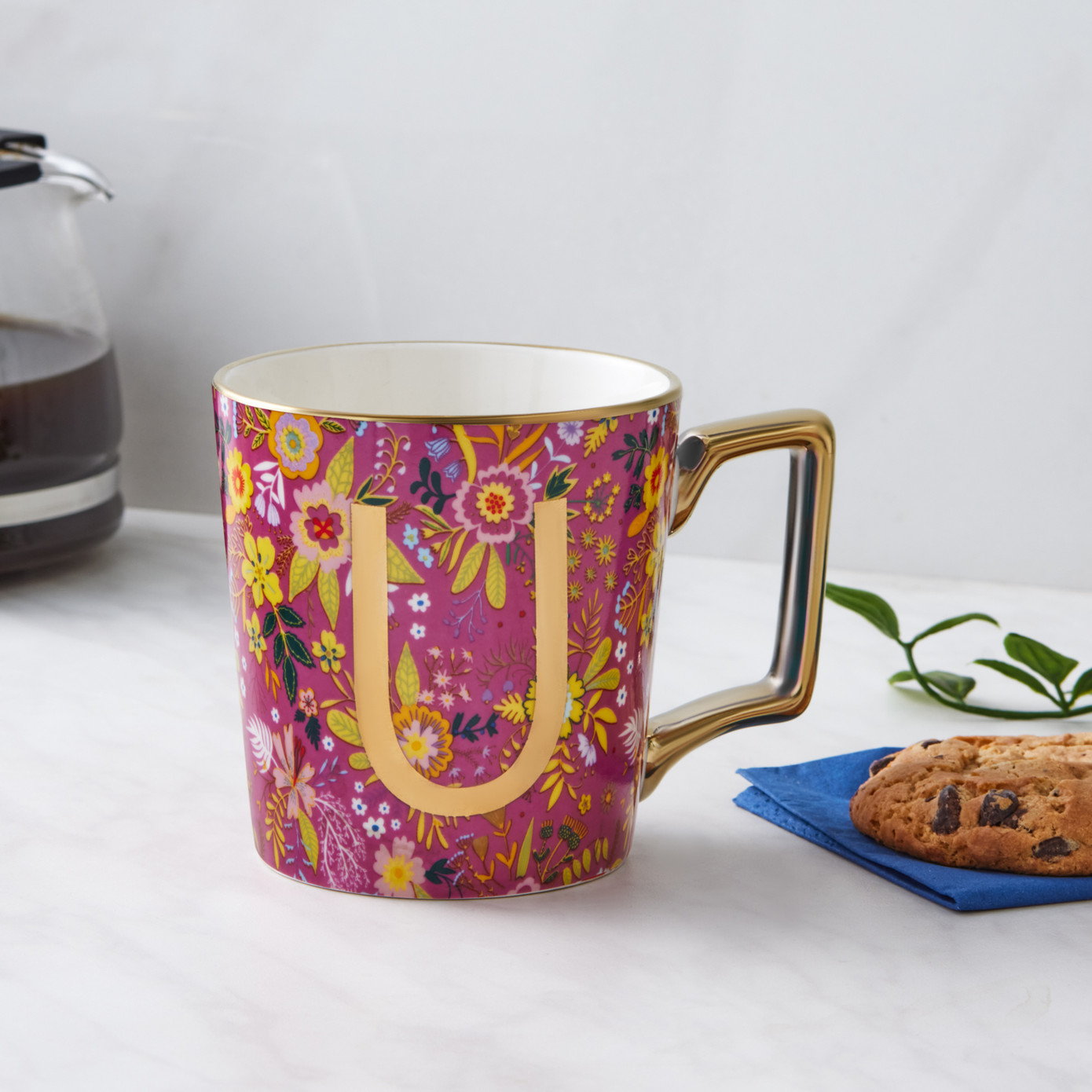 Karaca Flower U Letter Mug 350 Ml