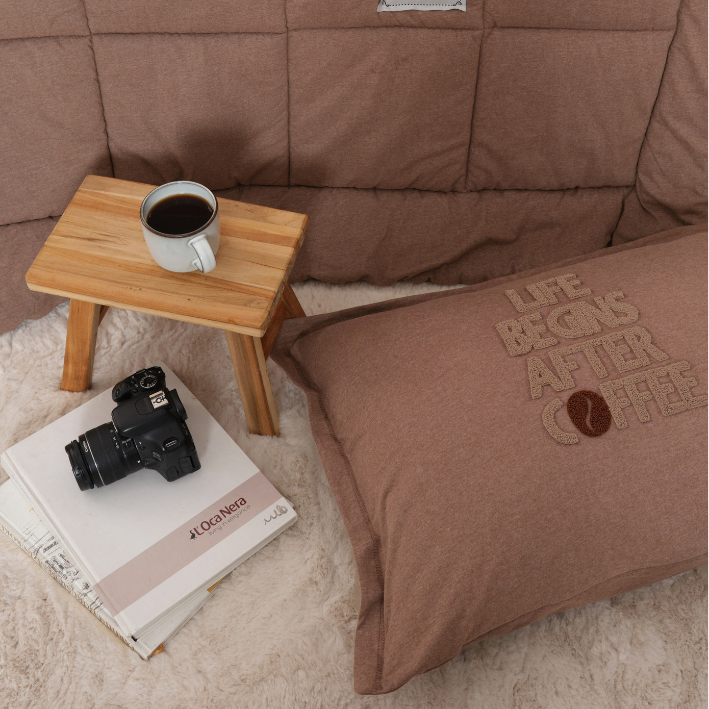 Karaca Home Motto Cotton Comfort Double Coffee