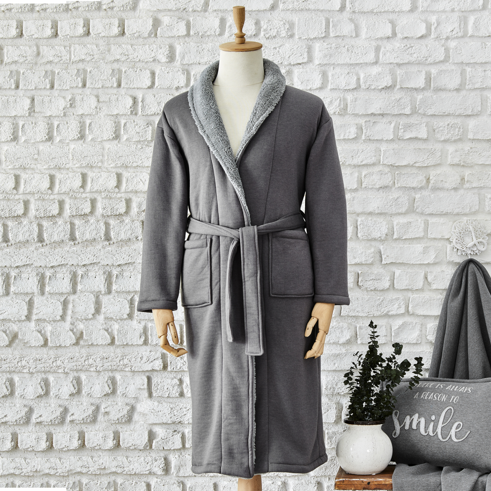 Karaca Home Softy Mens Comfort Dressing Gown Gray