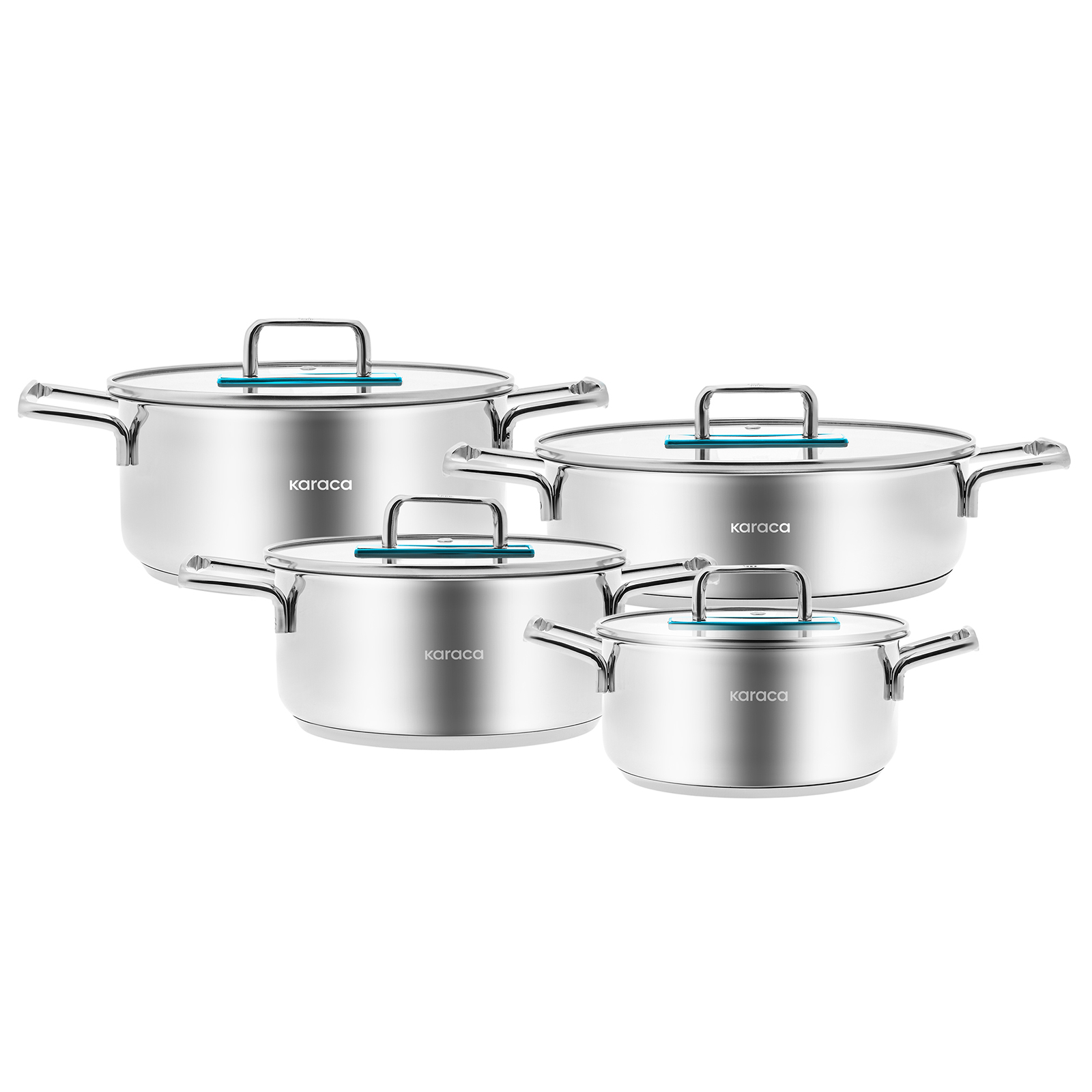 Karaca Arya 8 Piece Steel Cookware Set Blue