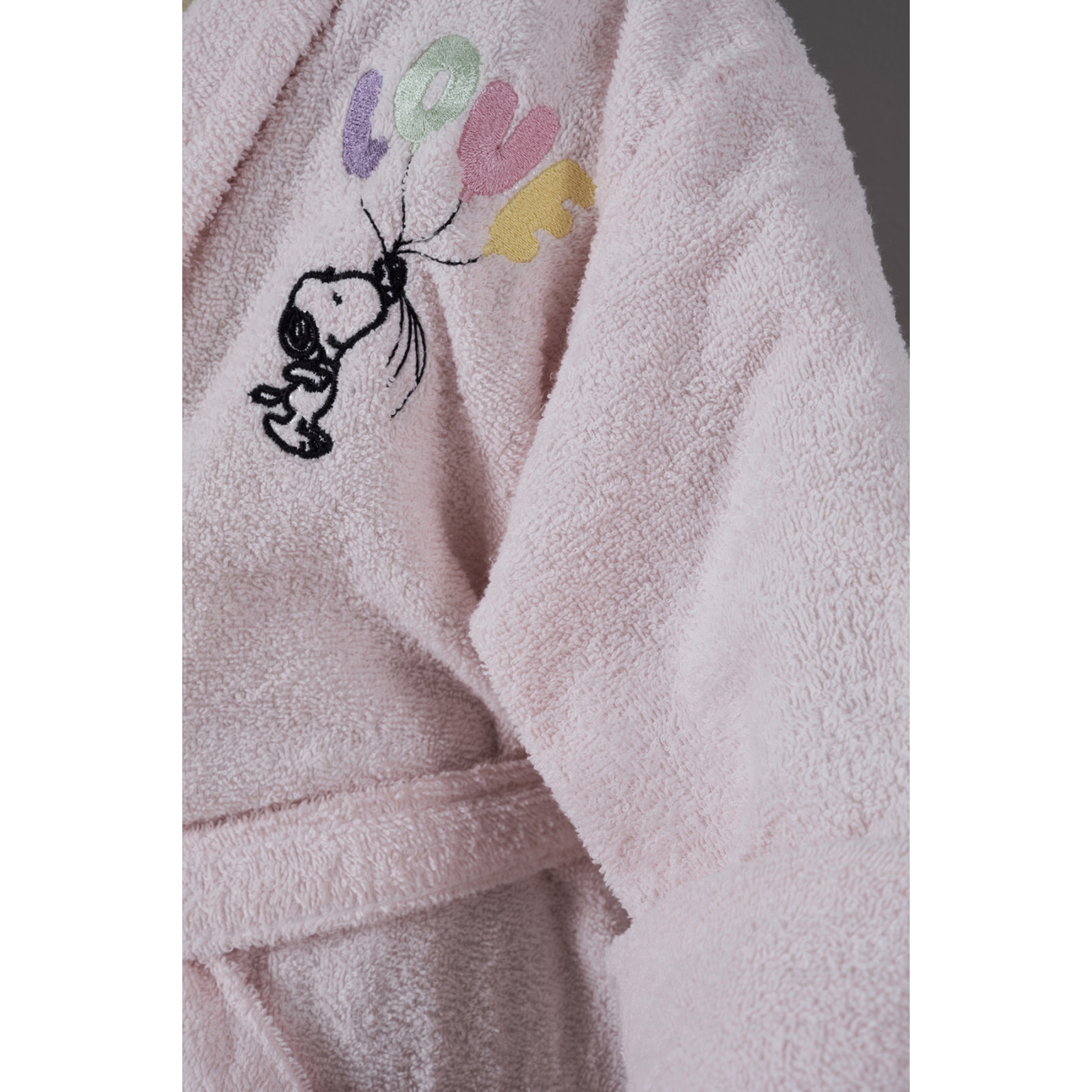 Peanuts By Karaca Home Love Powder Embroidered Childrens Bathrobe Set 4-6 Years