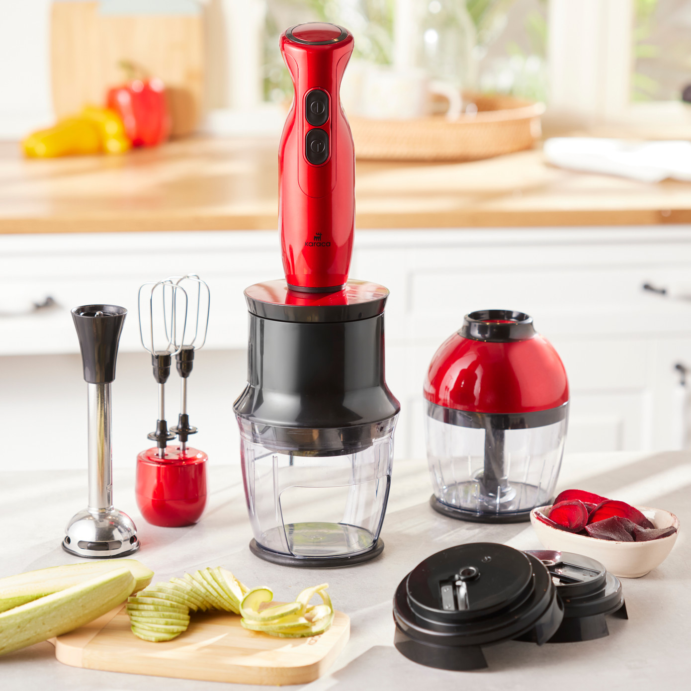 Karaca 5 In 1 Pro Spiral Blender Set Redgold 1500 W