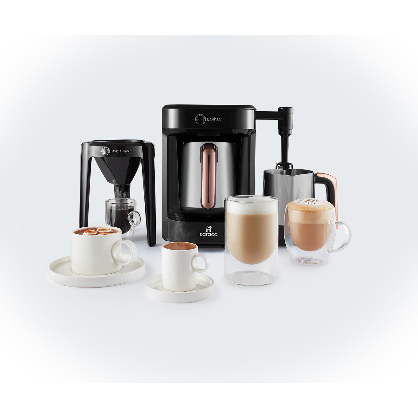 Karaca Hatır Barista Steel Cappuccino And Turkish Coffee Machine Rosegold