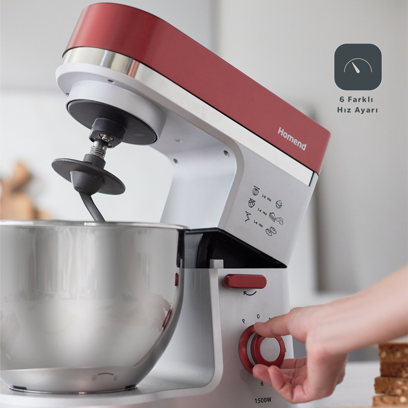 Homend Profashion 3012H Stand Mixer Red Silver