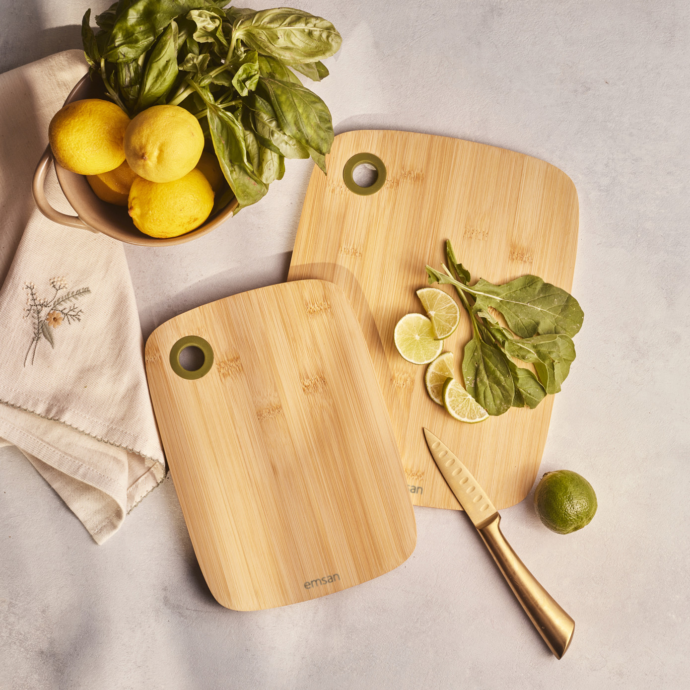 Emsan Bamboo Luna 2 Piece Cutting Board