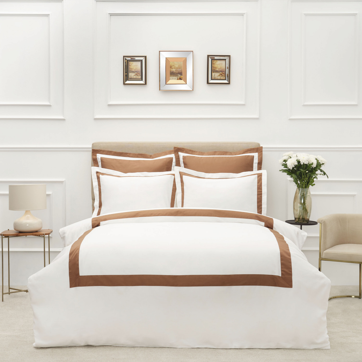 Karaca Home White Col Porto Gold Double Percale Duvet Cover Set