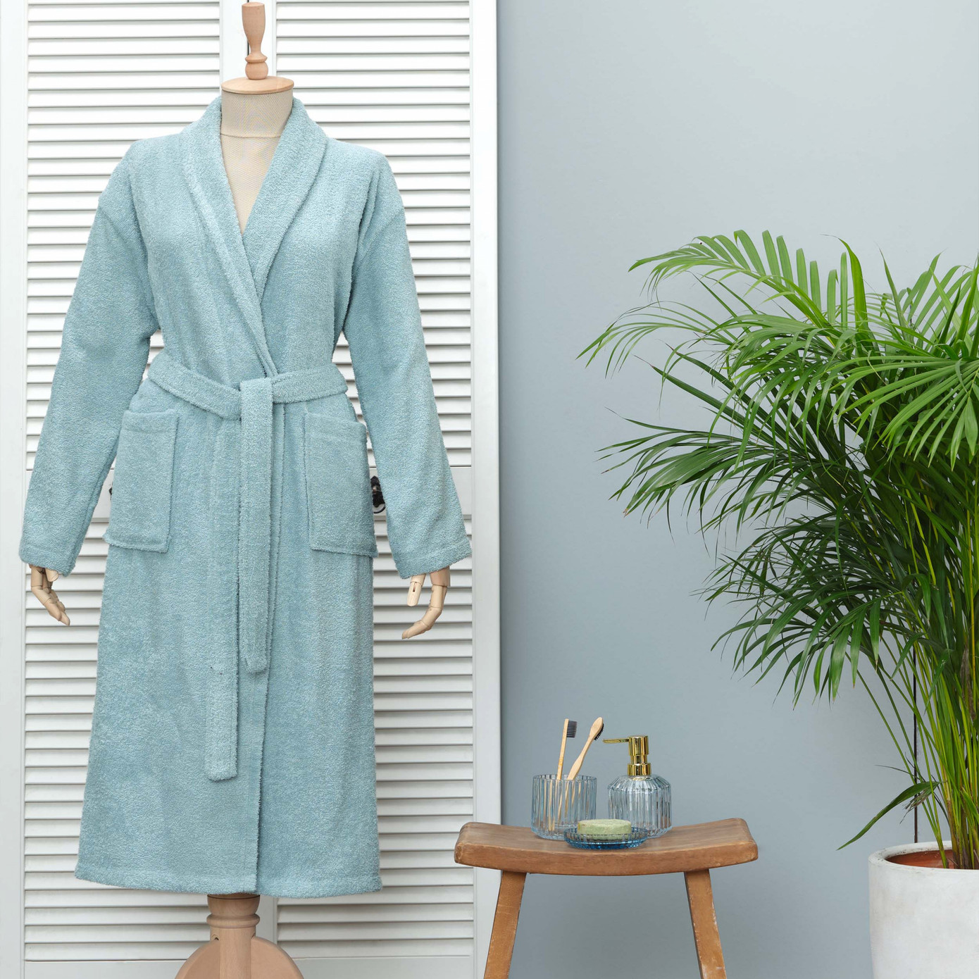 Karaca Home Daily Soft Petrol 100% Cotton Women's Bathrobe S/M