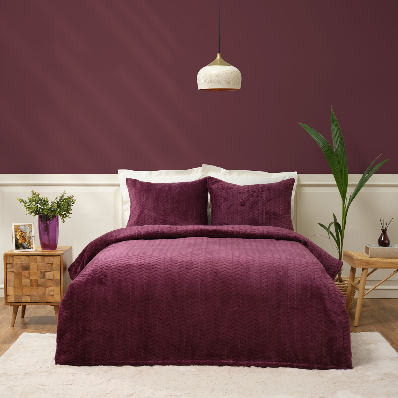 Karaca Home Rosie Plum Double Wellsoft Bedspread