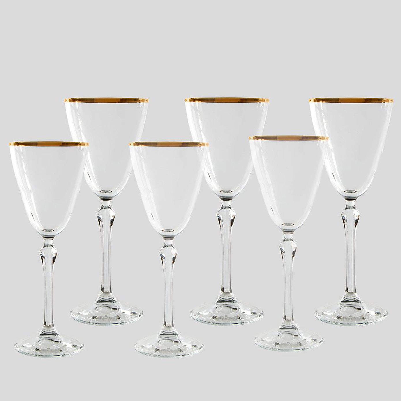 Jumbo New Ronat Gold Rim Set Of 6 Glasses