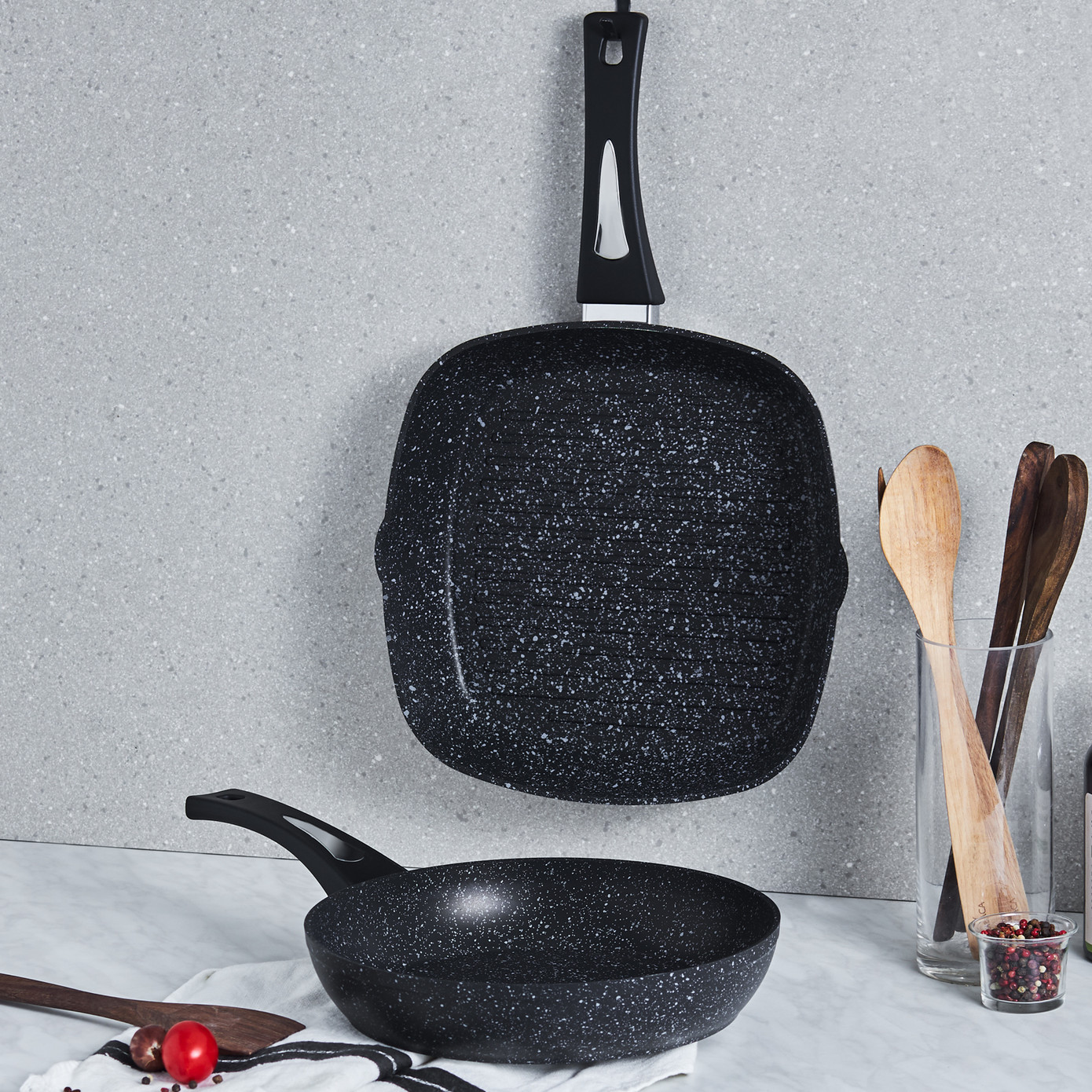 Karaca Defne Bio Granite Pan-Grill Set Black