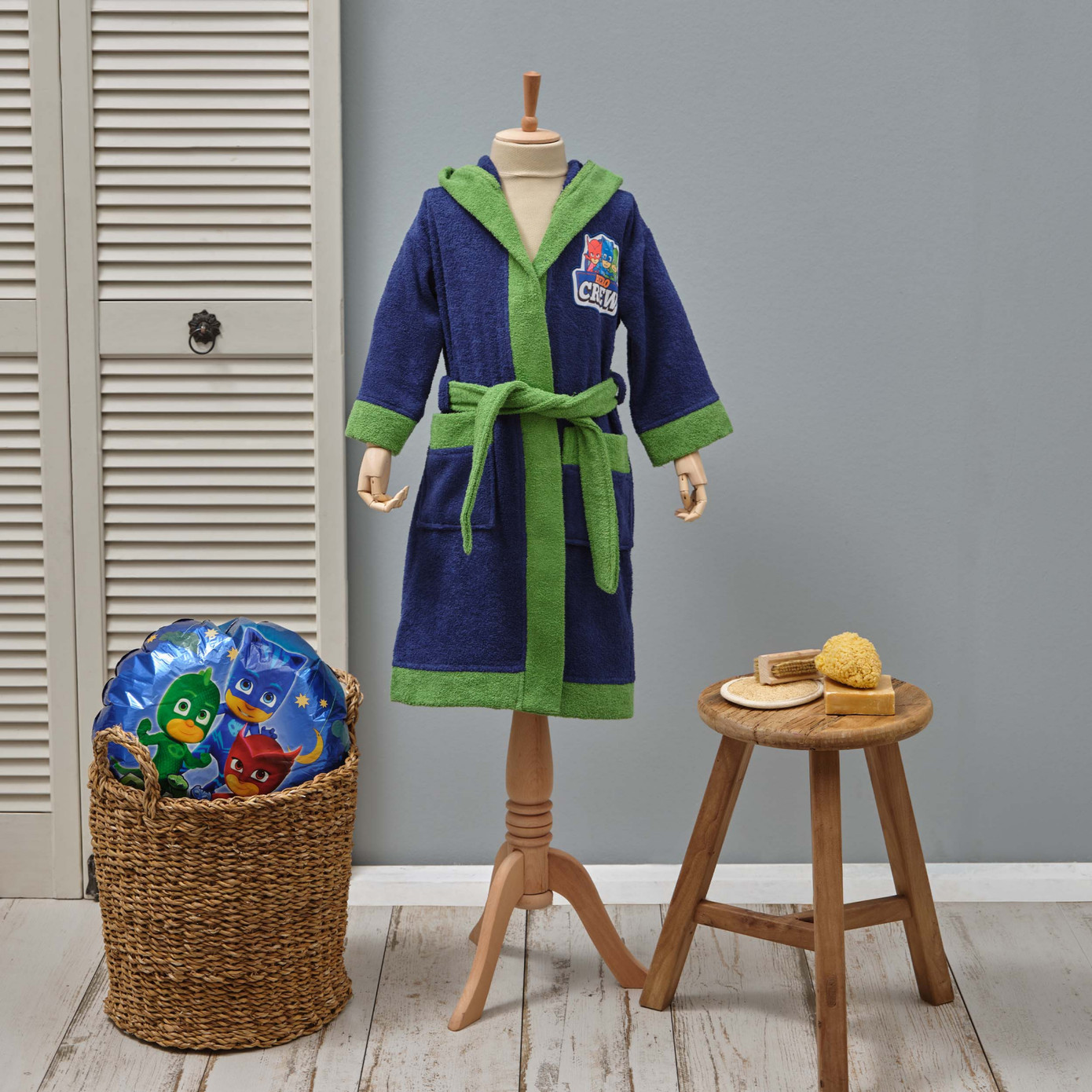 Pj Masks By Karaca Home Superhero Navy Blue 100% Cotton 6-8 Years Bathrobe