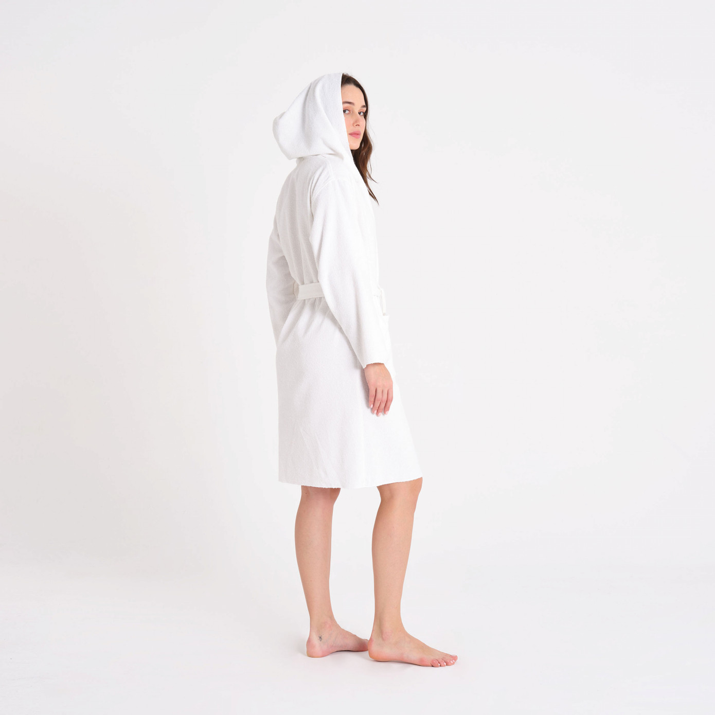 Karaca Home Berlin Off White Relax Hooded 100% Cotton Bathrobe S/M