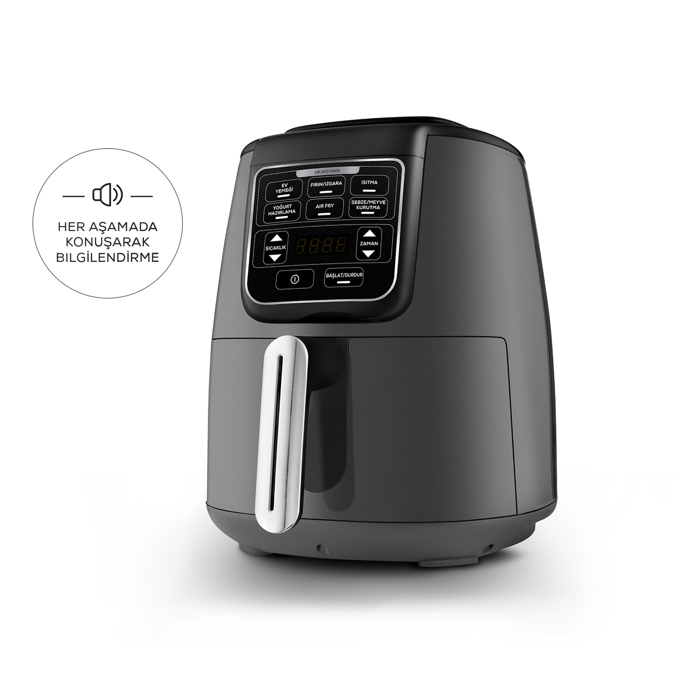 Karaca Air Pro Cook XL 2 In 1 Talking Airfryer Space Gray