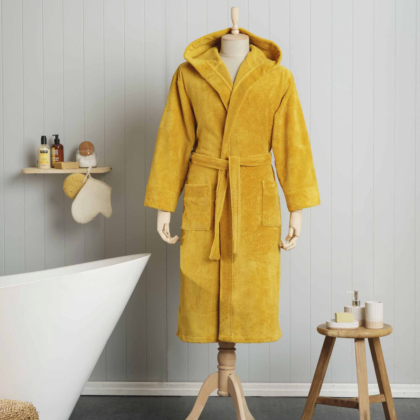 Karaca Home Motto Mustard Triga Bathrobe L/XL