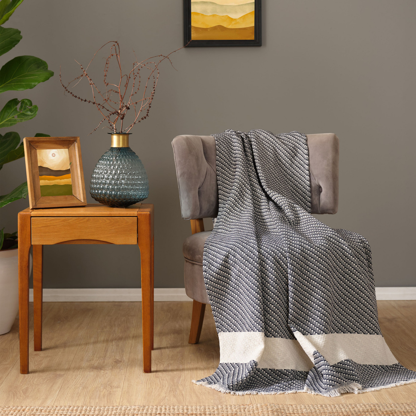 Karaca Home Wilma Dark Blue Throw Blanket 130x170 Cm